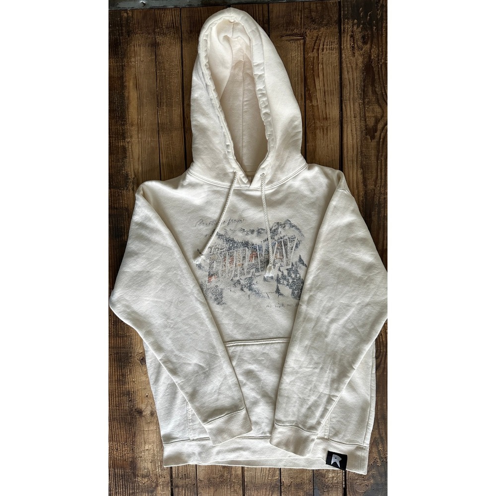 The Runaway Saga Graphic Hoodie Cream Off-White Streetwear Mens Medium